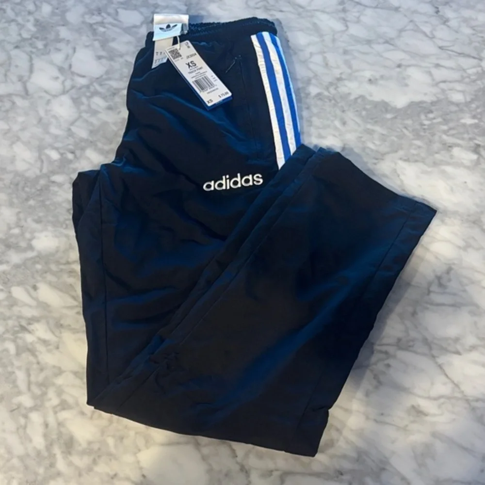 Adidas Men's black Joggers with Blue and White Stripes